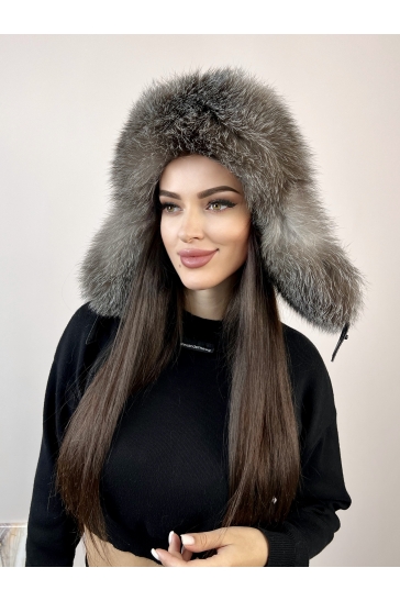 Шапка женская из натуральной кожи с блюфростом