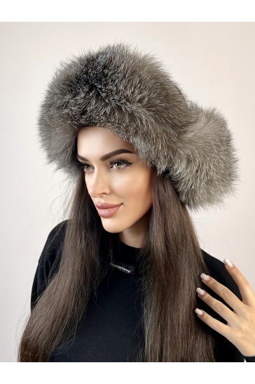Шапка женская из натуральной кожи с блюфростом