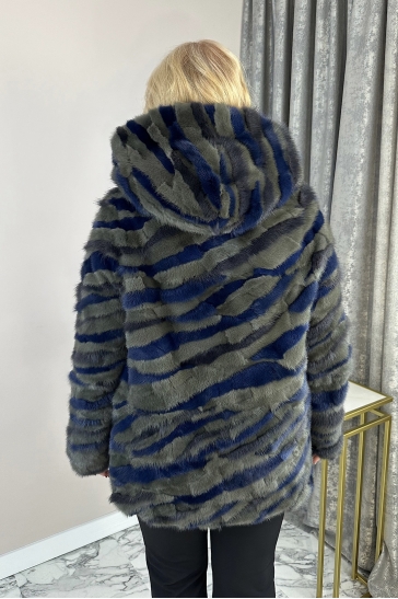 Шуба из норки с капюшоном